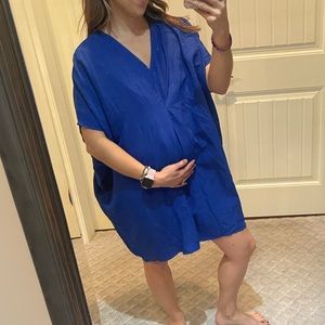 Bright blue maternity dress!